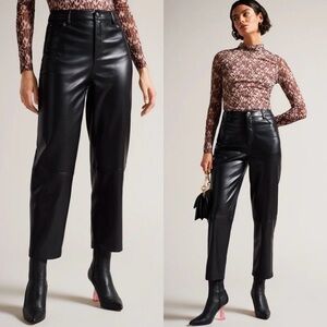 Ted Baker London Plaider Hi-Rise Black Faux Leather Pants EUC Size